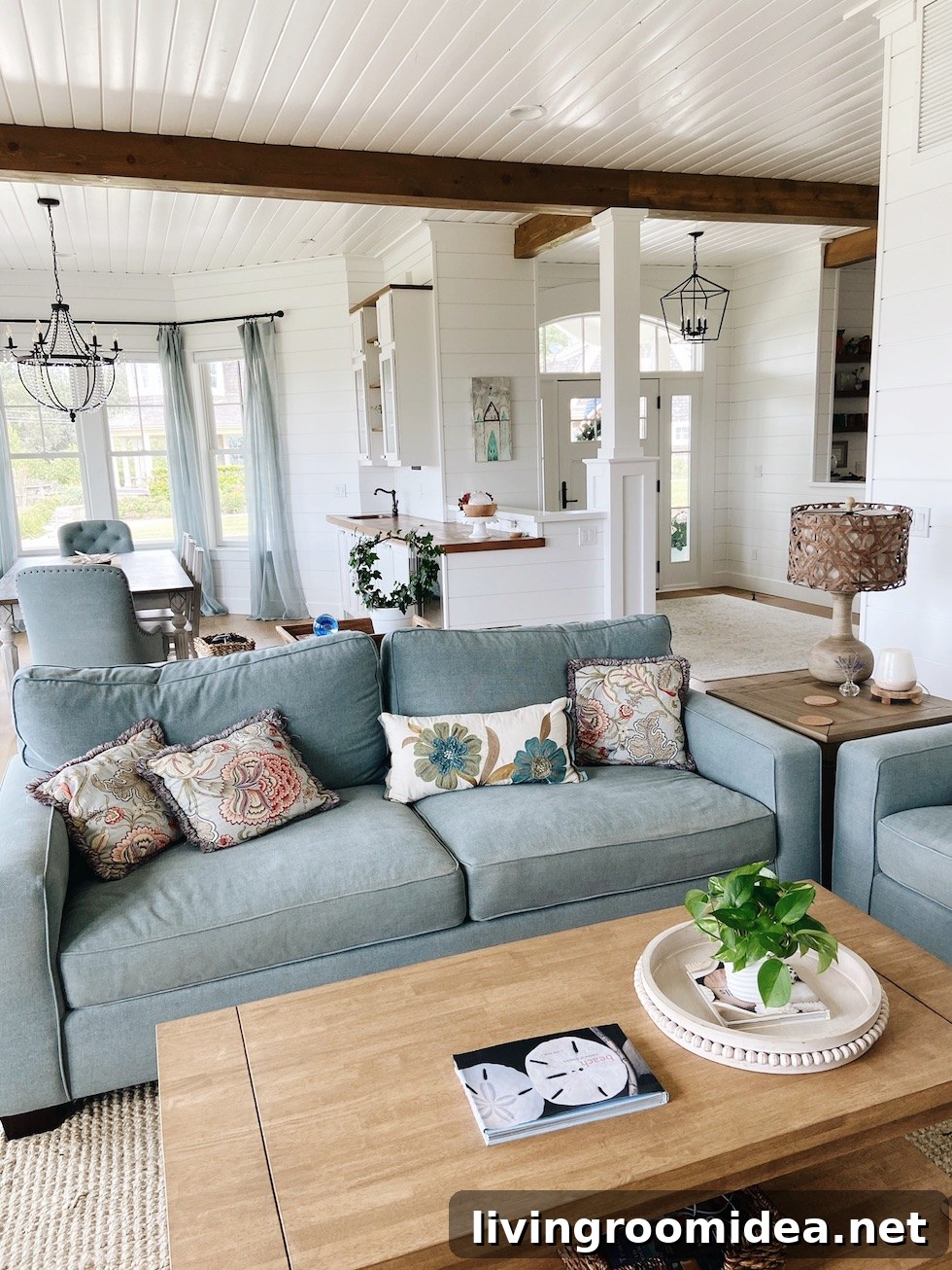 Shingle-Style Beach House Tour in Seabrook, WA 8 Beach House Ship Lap Open Concept