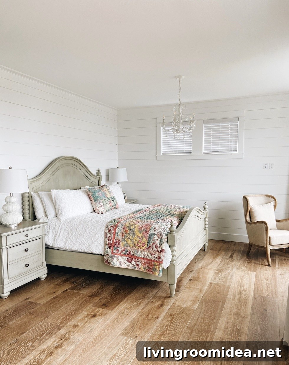 Master bedroom coastal dream house shiplap walls