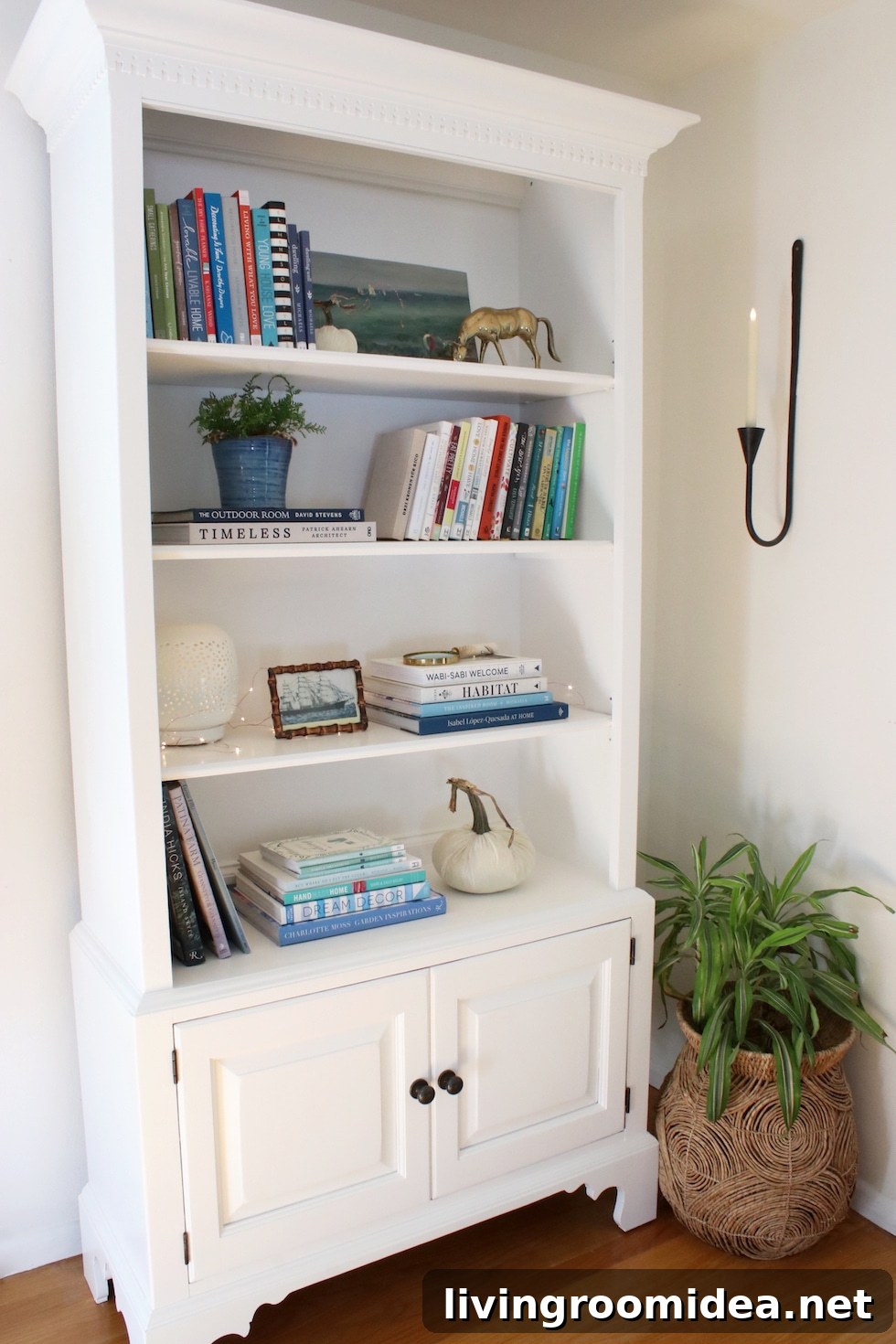 White Painted Wood Bookcase Makeover: Before and After Photos 6 img 128870 5 1