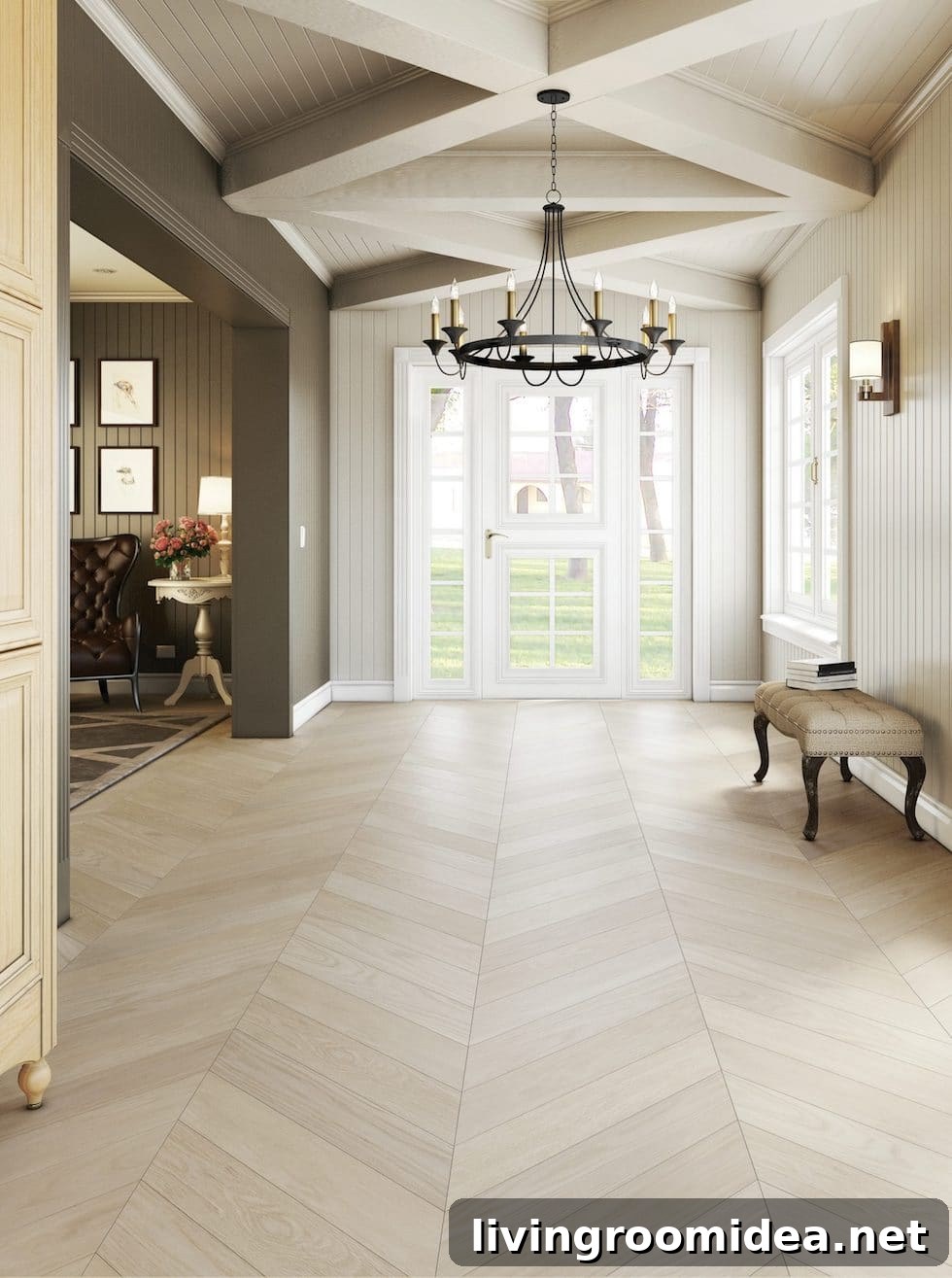 White Oak chevron flooring
