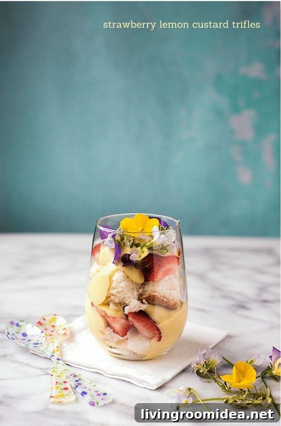 Strawberry lemon custard trifles
