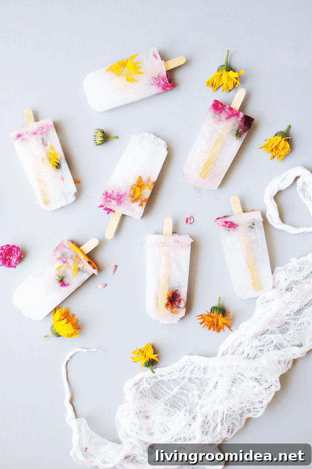 Lemon Lime Flower Popsicles
