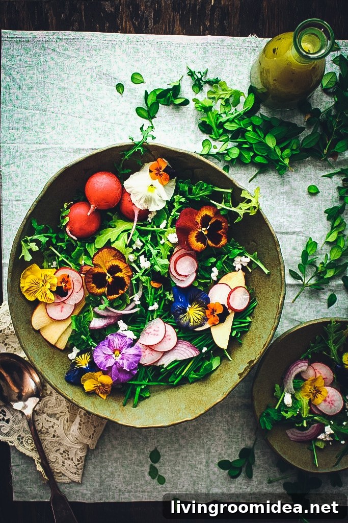 Spring Salad with Edible Flowers