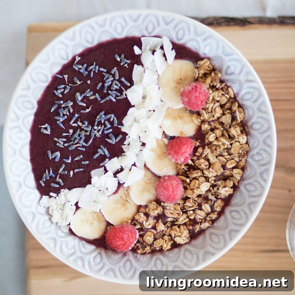 Smoothie bowl with lavender buds