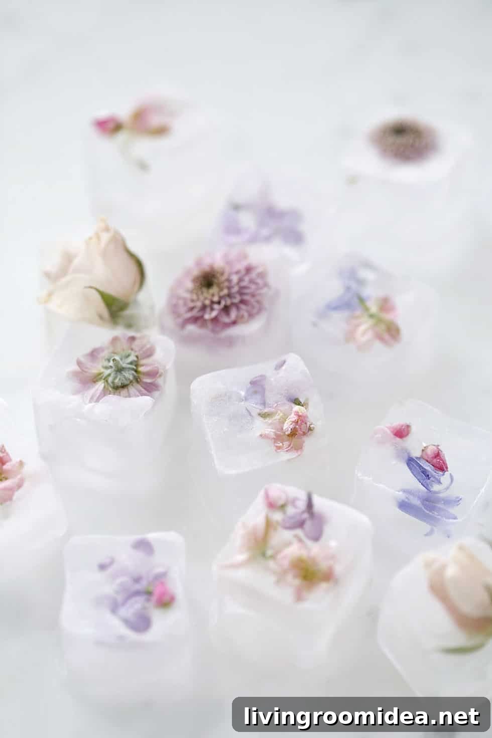 Floral ice cubes