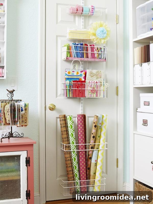 gift wrap storage over the door