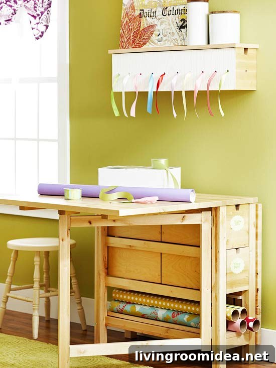 Gift Wrapping Table and Organization - Fold Up