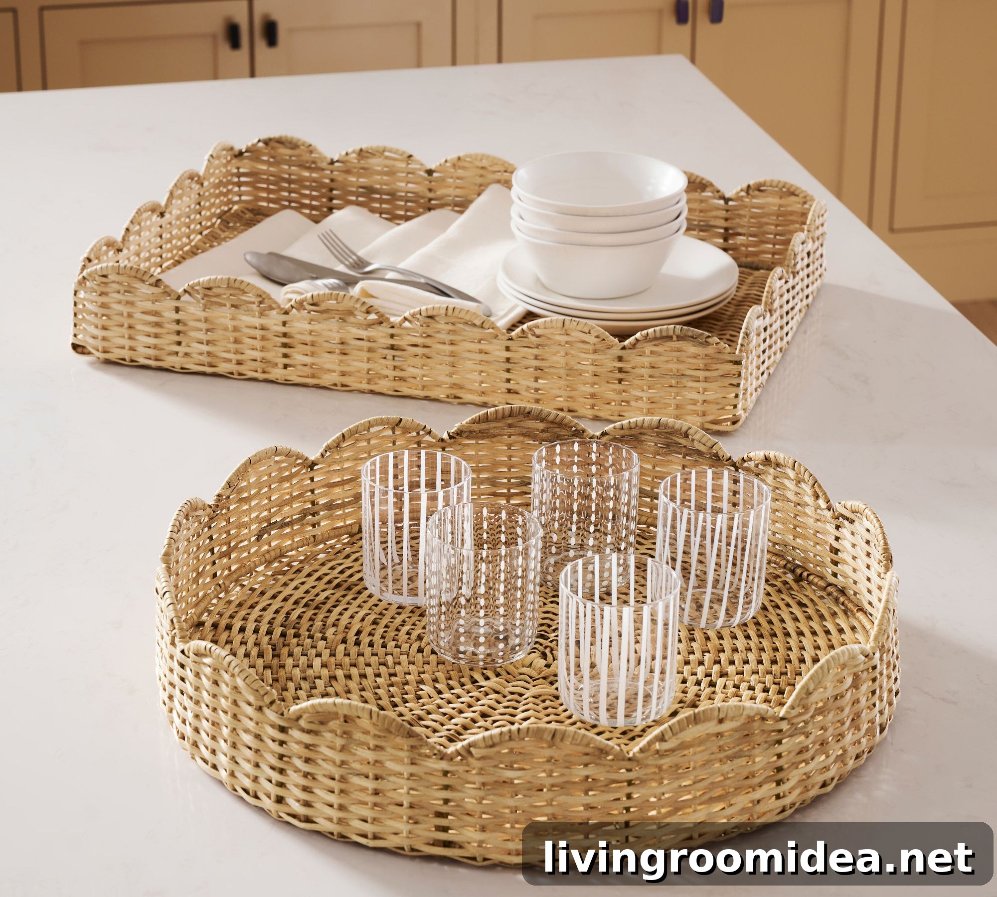 Scalloped Decor Ideas: Styling Furniture and Home Accents 6 Large scalloped woven tray