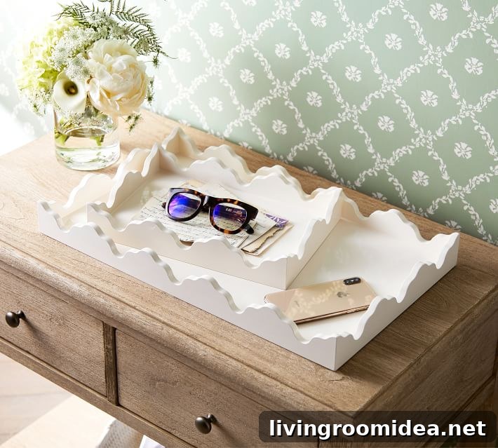 Scalloped lacquer trays two sizes