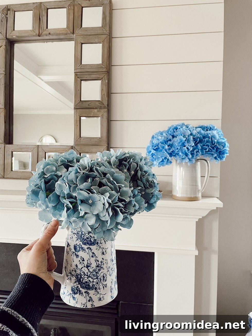 Summer Door Basket with Faux Hydrangeas: Stylish Porch Decor 5 Try these artificial blue hydrangeas and tips for a realistic look!