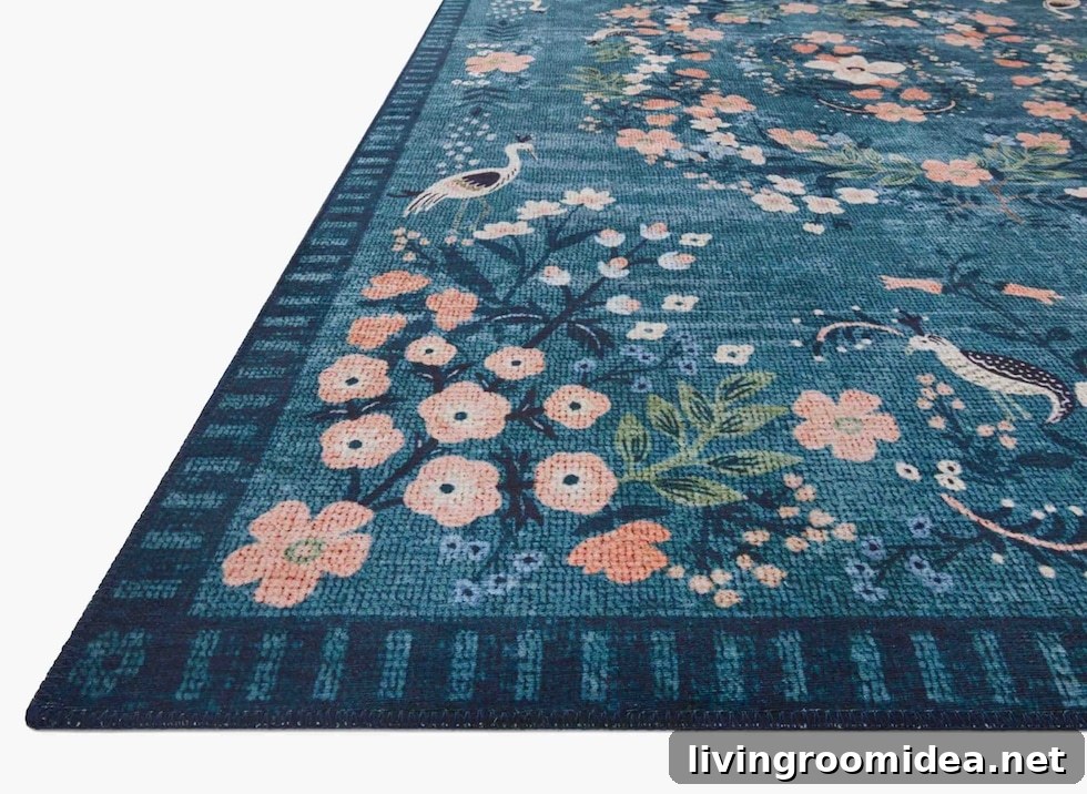 Teal Floral Rug