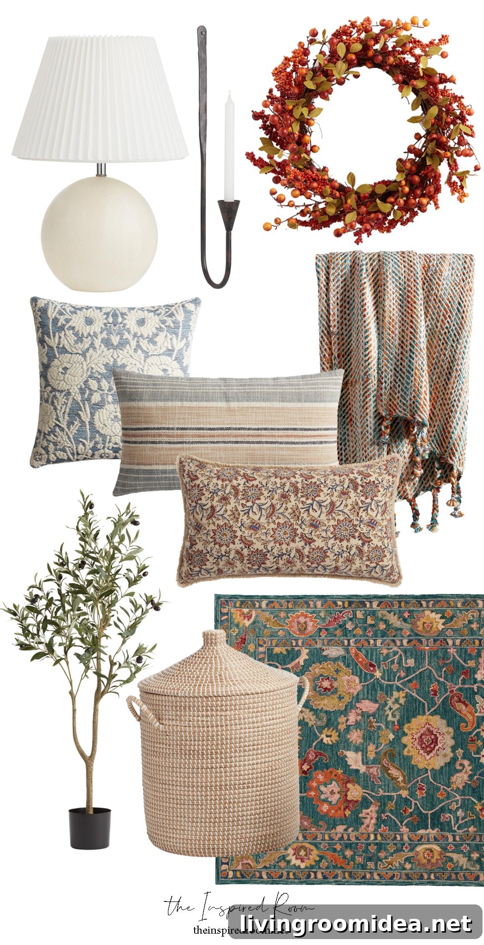 Cozy fall decorating mood board, click the link for sources in the post!