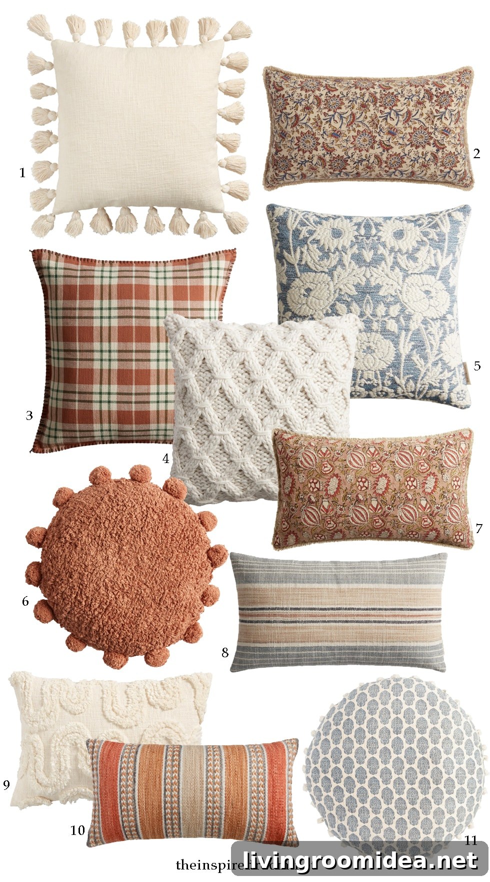 Decorative Pillow Guide: 9 Stylish Pairing Ideas for Any Room 7 Decorative Pillows and combinations from world market, click for more inspiration boards and sources in the post!