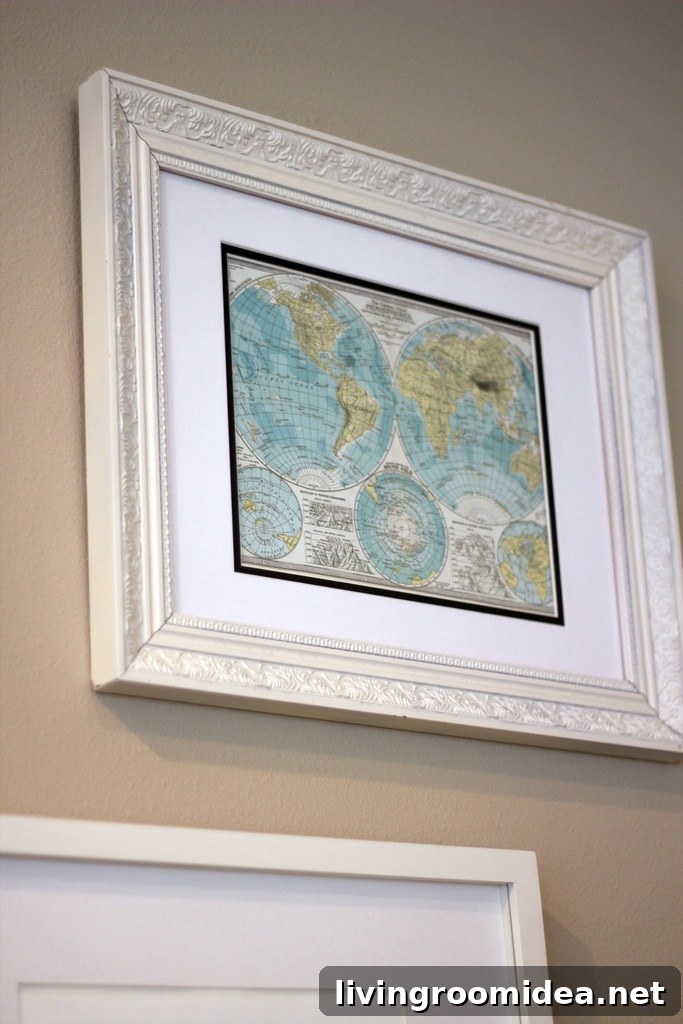 framed map wall