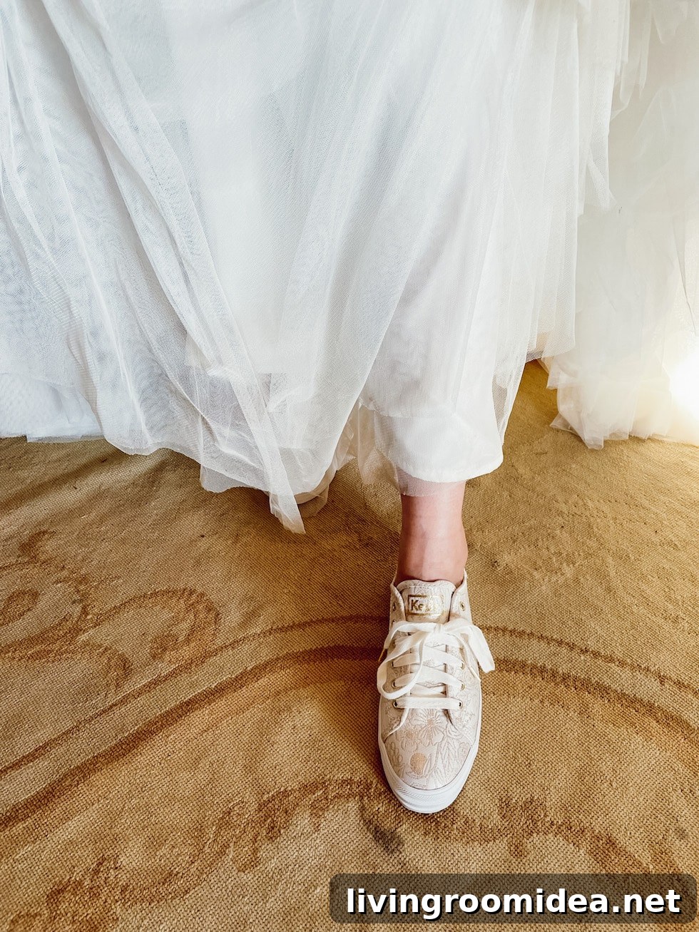 keds with wedding dress 
