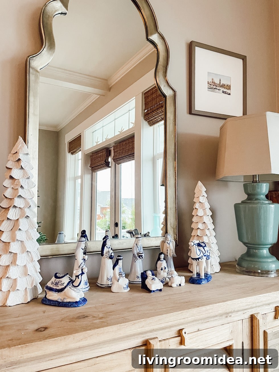 Blue and White Nativity Set