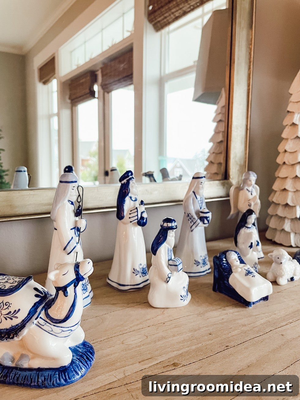 Blue and White Nativity Set