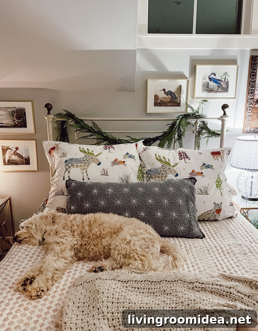 whimsical winter bed at night