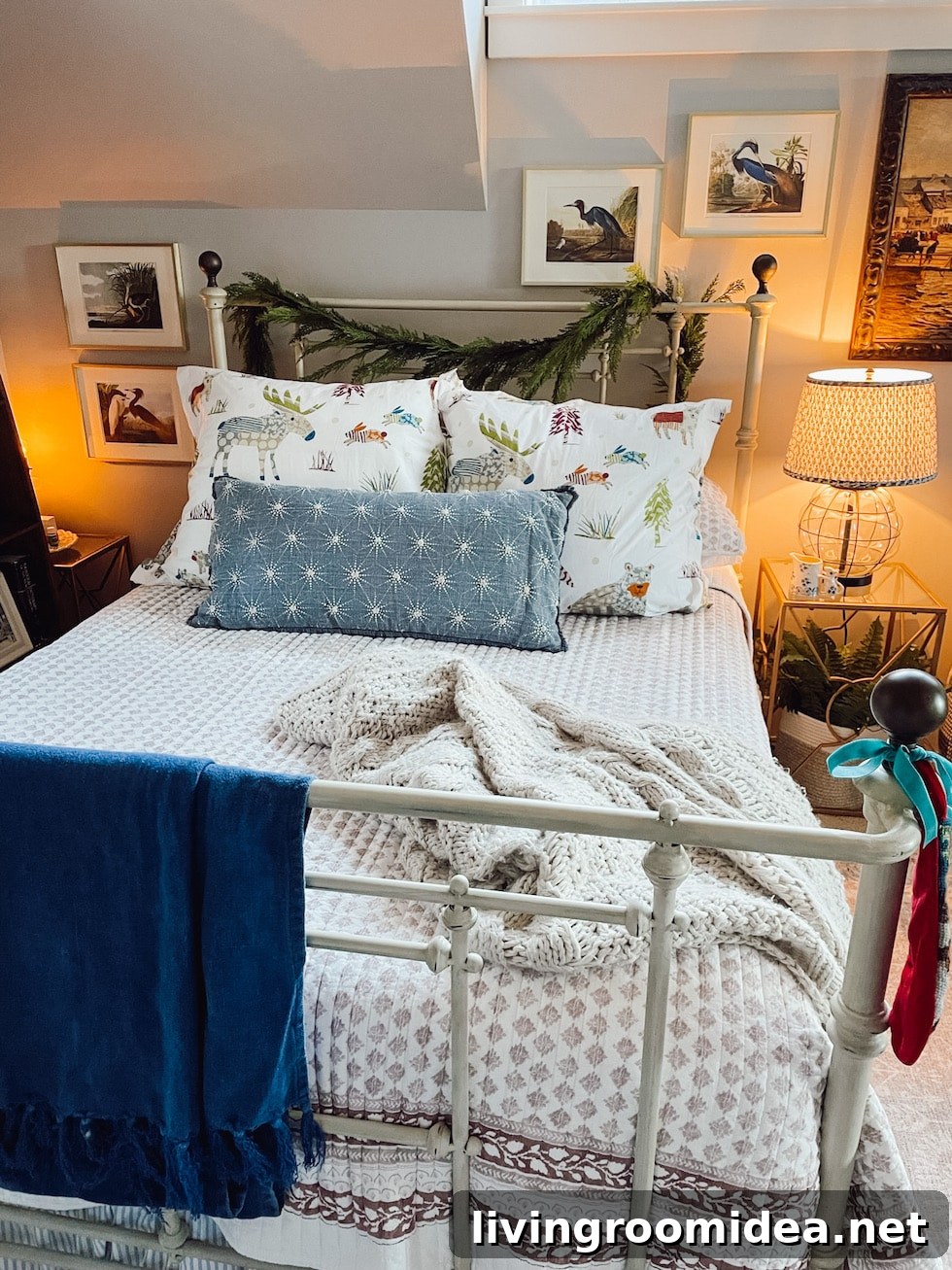Cozy winter bed in a nook