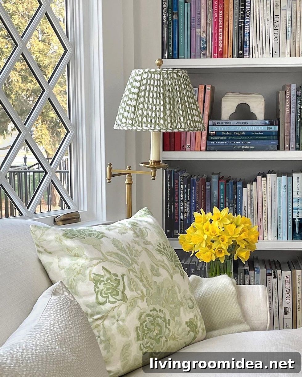 Pleated Patterned Lampshades: Vintage Walks and Textured Scrolls 6 Today's Sunday Strolls and Scrolls features several pleated patterned lampshades in rooms I love, including this charming corner in Loi Thai's cottage.