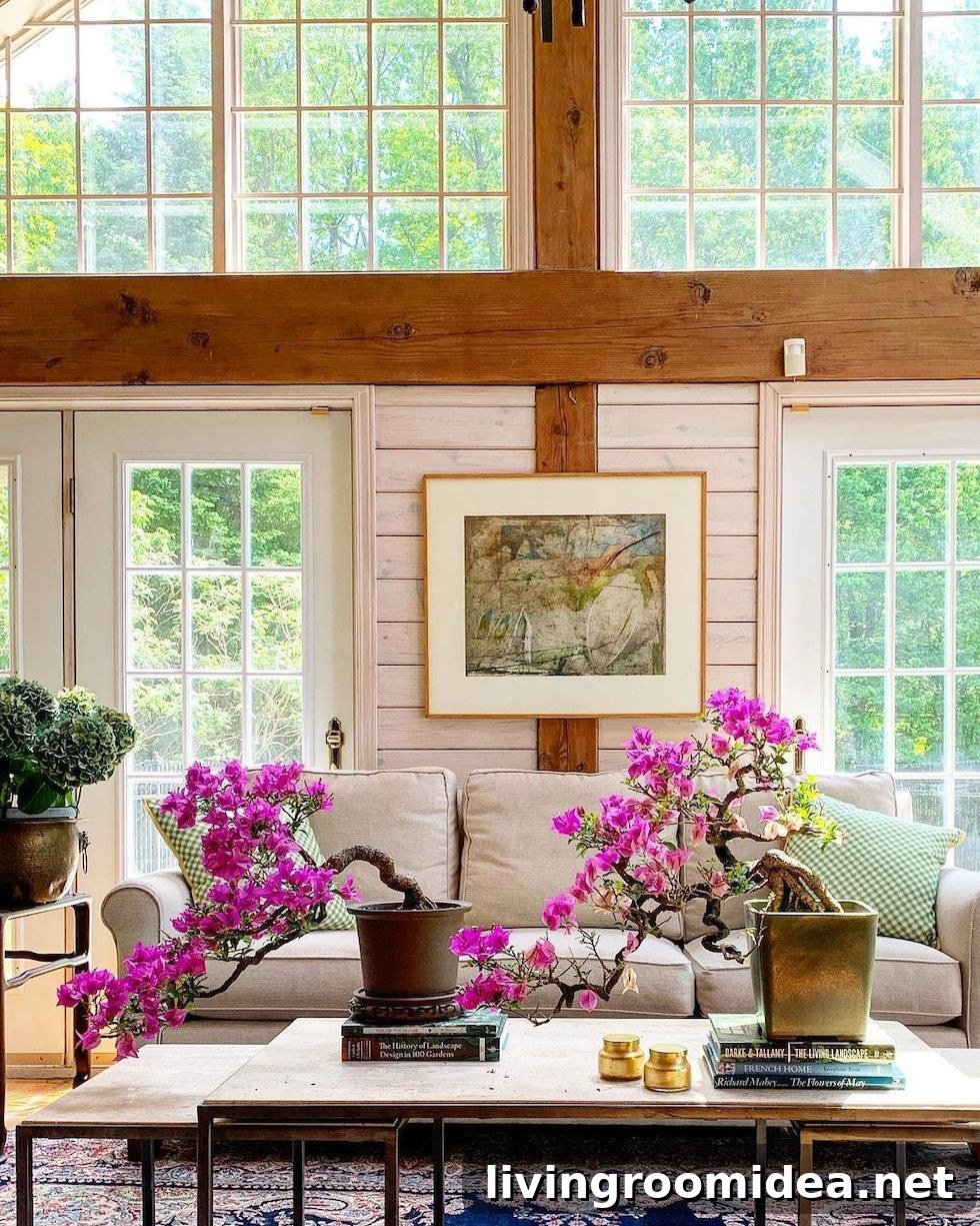 Sunday Strolls & Scrolls: Chic Pink Outfit Ideas for Urban Walks 6 Enjoy today's pop of pink strolls & scrolls inspiration, this living room is so pretty with soft pinks and these beautiful purple flowers!