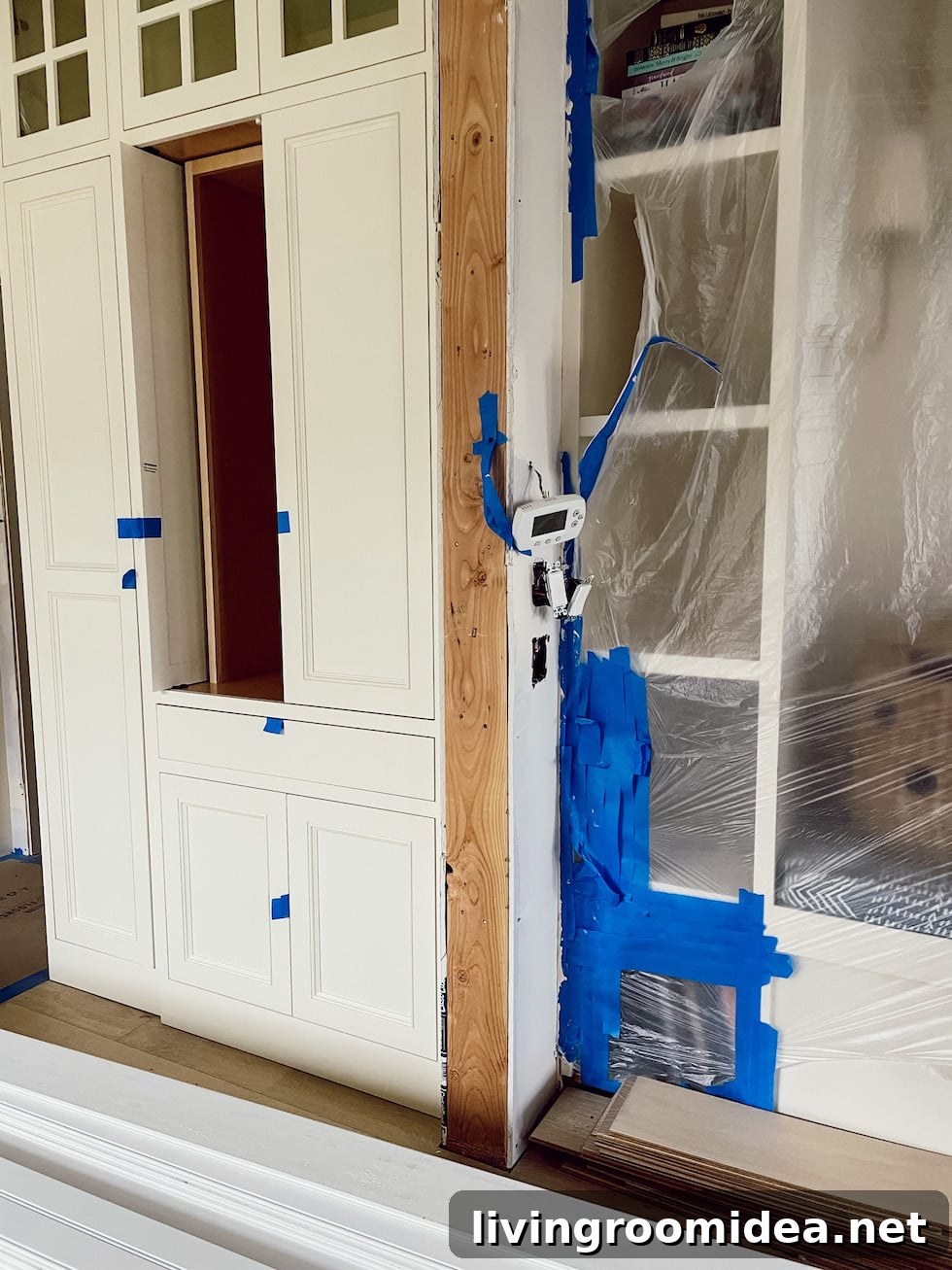 Pocket doors on coffee station cabinet