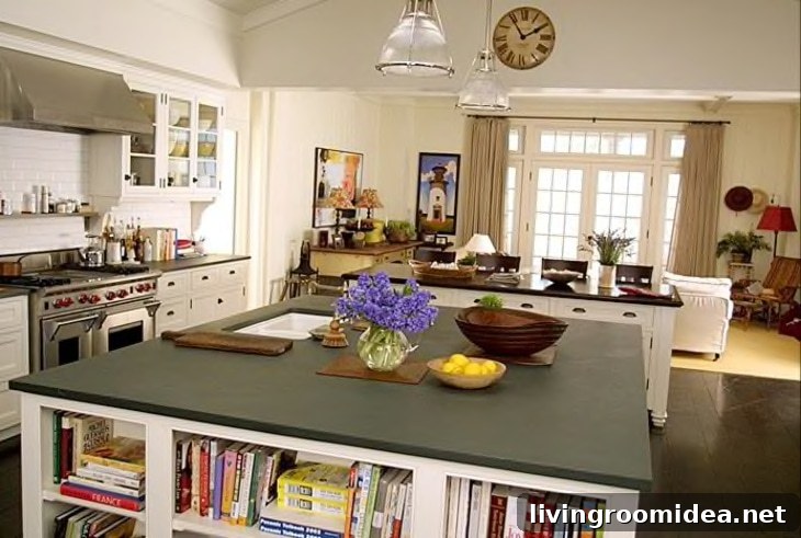 Who didn't fall in love with this iconic beach house and classic kitchen with the look of soapstone counters by Nancy Meyers in the movie Something's Gotta Give? 