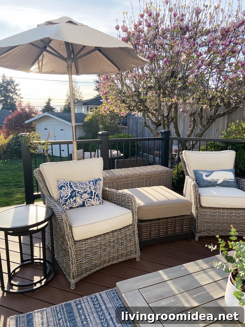 Trex Deck in Saddle with Black Railings 