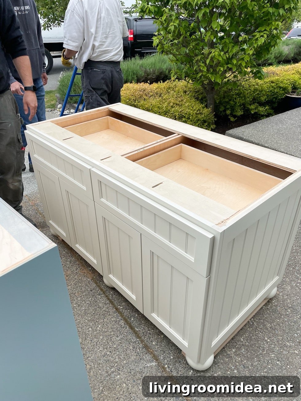 Beach House Kitchen Remodel Progress and Tiny Cottage Tour 11 Sherwin Williams Natural Linen Bead Board cabinet