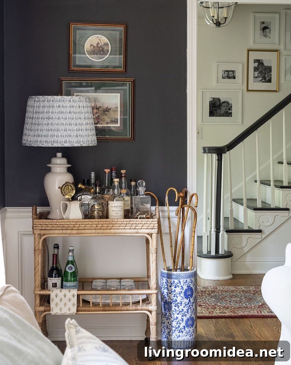 Rattan Bar Cart Ideas for Relaxed Sunday Strolls and Scrolls 2 Rattan bar carts in lovely rooms, featured in today's Strolls and Scrolls inspiration post!