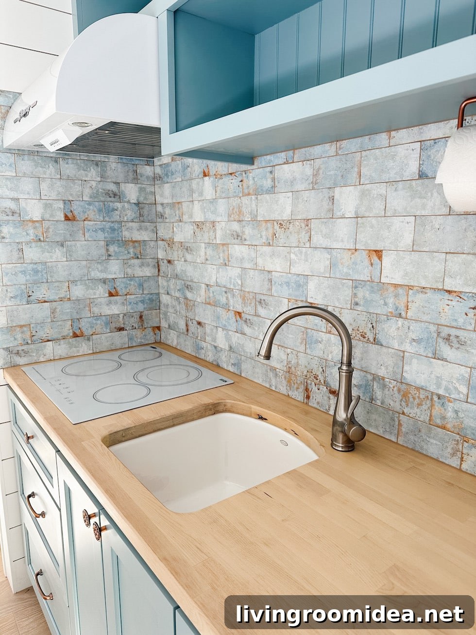 Tiny Cottage Empty Home Tour: Step Inside This Cozy Retreat 14 Tiny cottage tour kitchenette with butcherblock counters