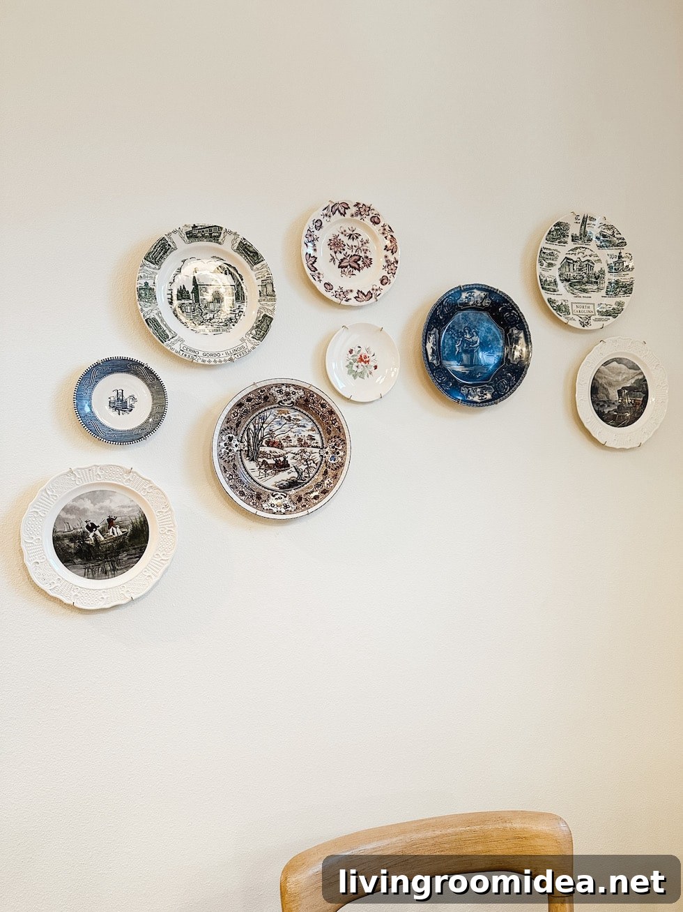 Seabrook Beach Cottage Tour: Vacation Rental in Seabrook, WA 25 Plate wall with vintage style plates