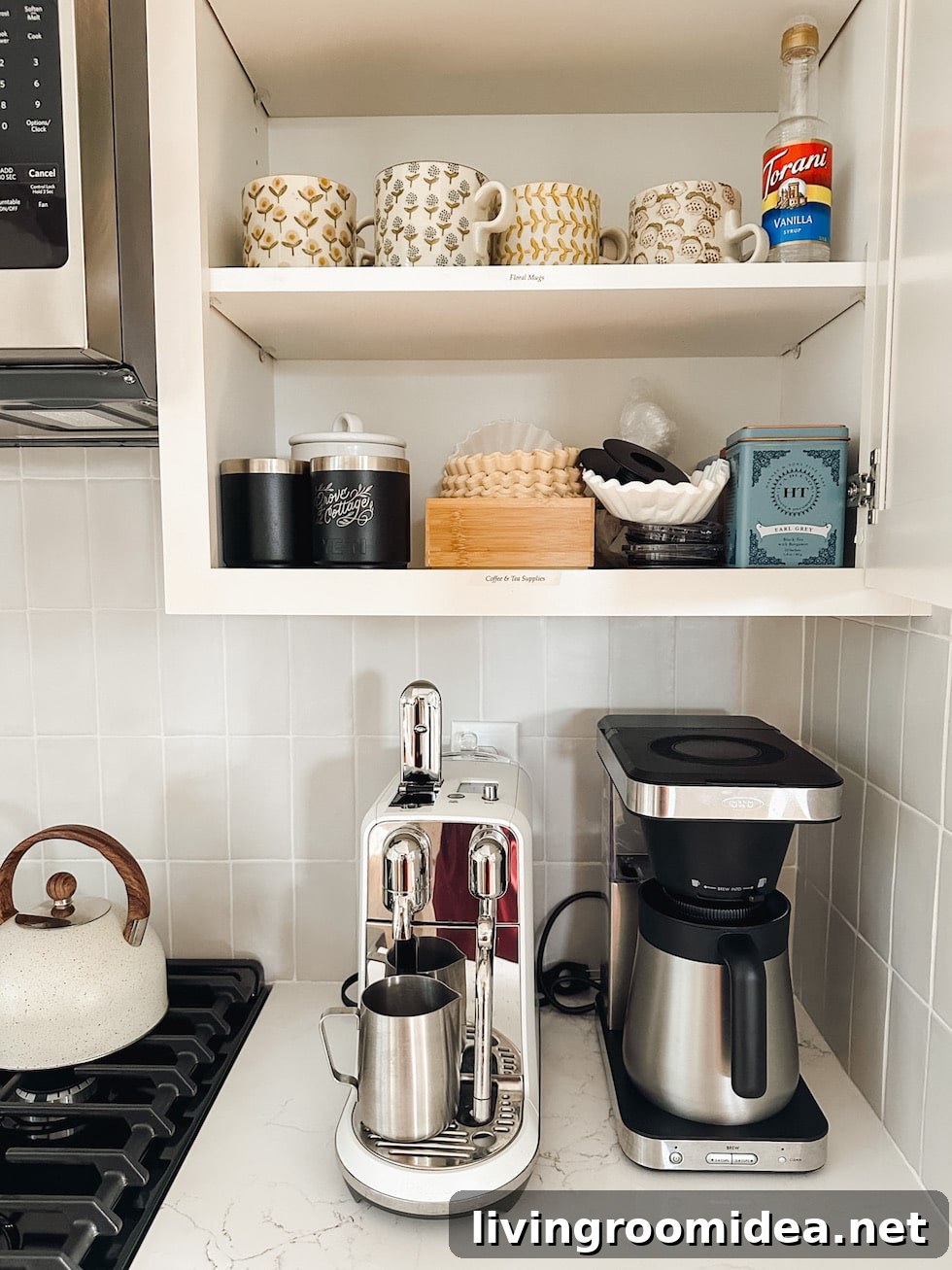 Seabrook Beach Cottage Tour: Vacation Rental in Seabrook, WA 35 Coffee station and tea cabinet organization