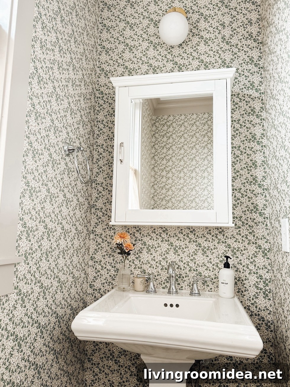 Seabrook Beach Cottage Tour: Vacation Rental in Seabrook, WA 37 Wallpapered powder room