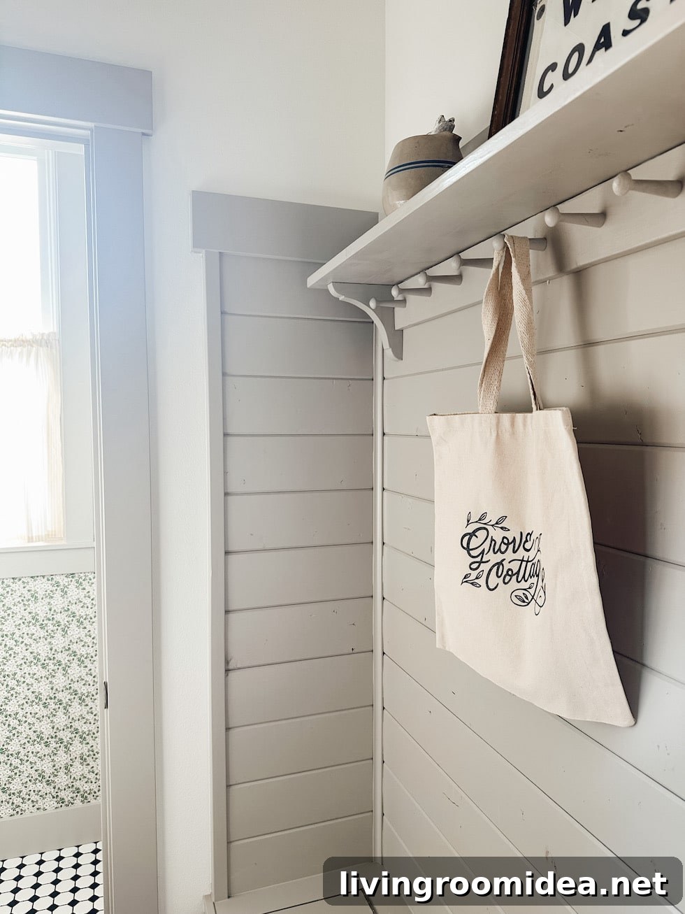 Seabrook Beach Cottage Tour: Vacation Rental in Seabrook, WA 40 Mudroom with peg hooks