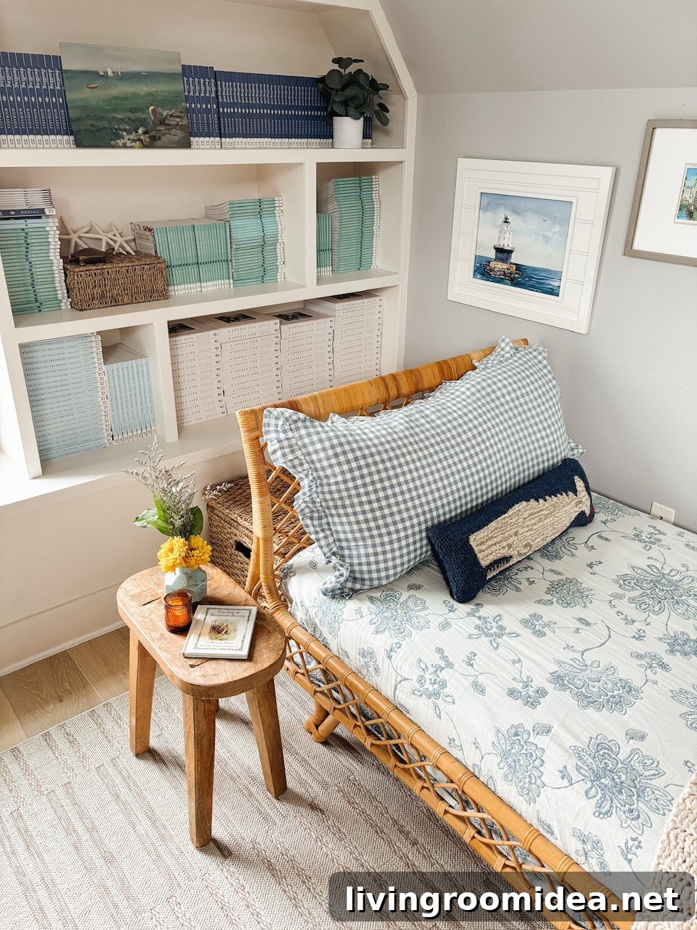 Cozy twin guest bed in the Snug