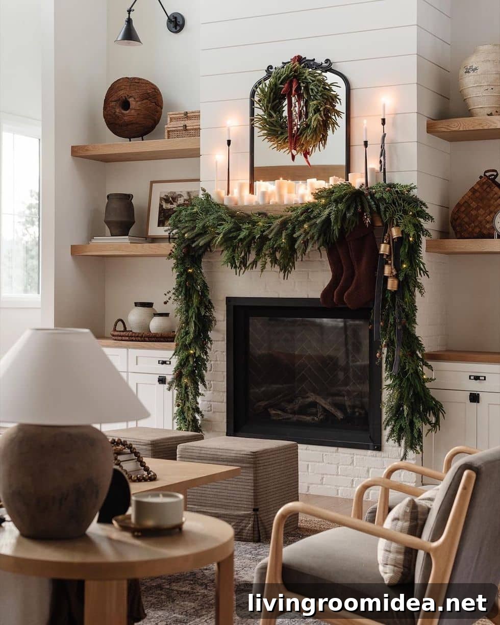 5 Cozy Magical Christmas Rooms for Relaxing Sunday Strolls 6 Cozy and magical Christmas rooms - living room fireplace garland