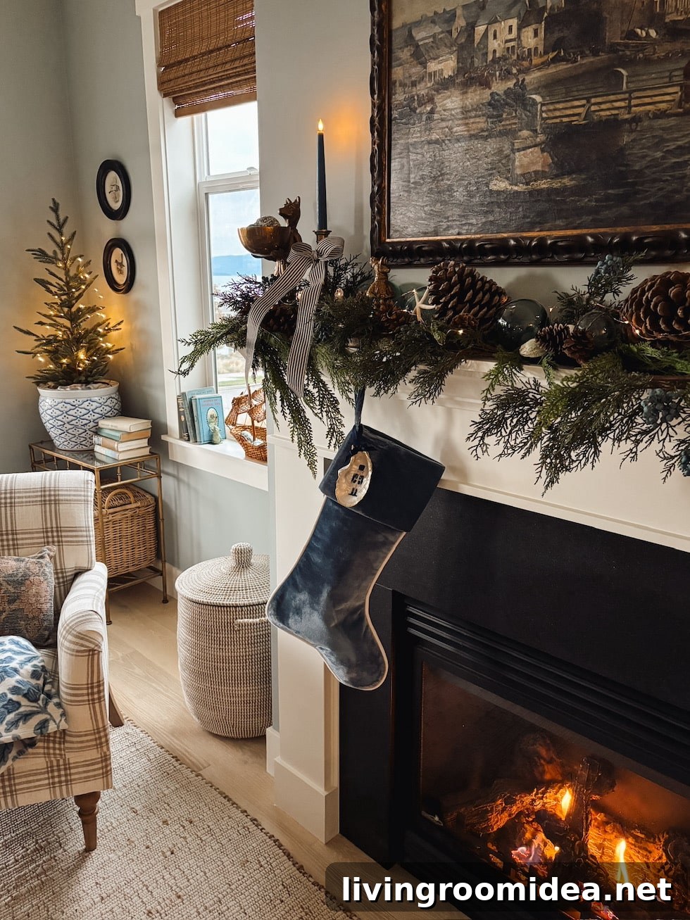 Coastal Christmas Mantel Decorating