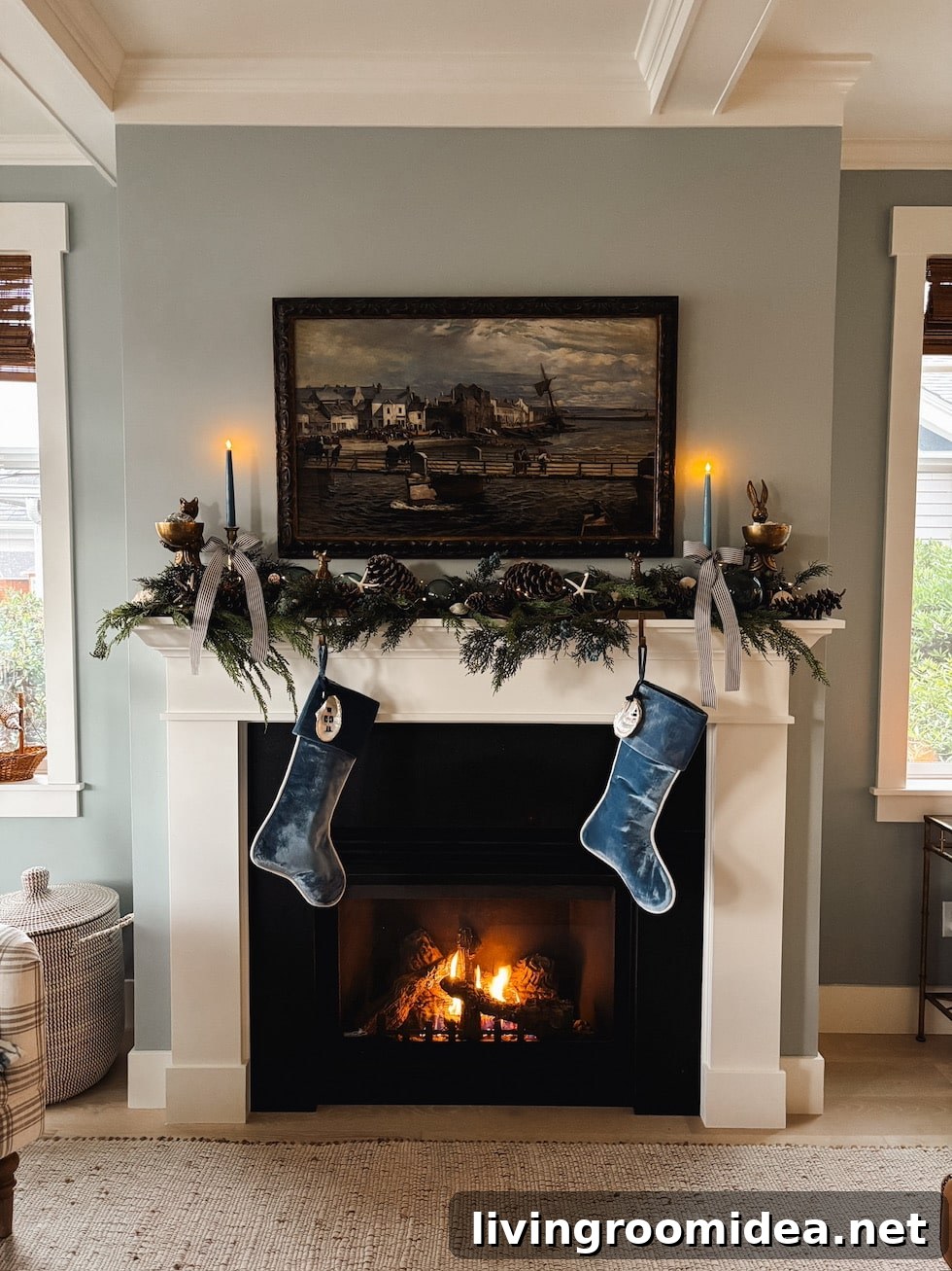 Coastal Christmas Mantel (sources are in the post)