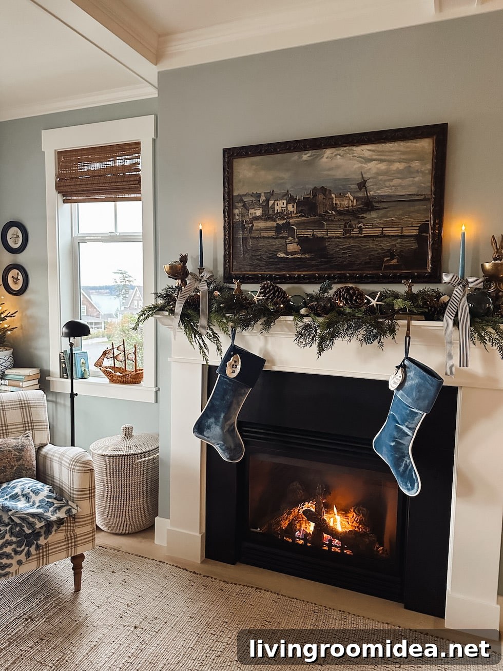 Coastal Christmas Mantel Decorating 
