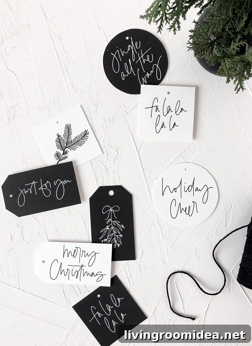 Printable Christmas Gift Tags: Free Designs & Downloads 2023 5 Black and white gift tags