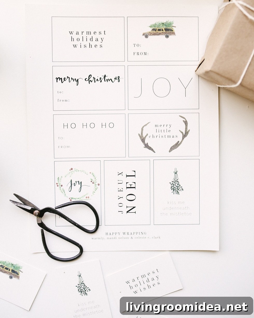 Printable Christmas Gift Tags: Free Designs & Downloads 2023 8 Mandi Nelson tags