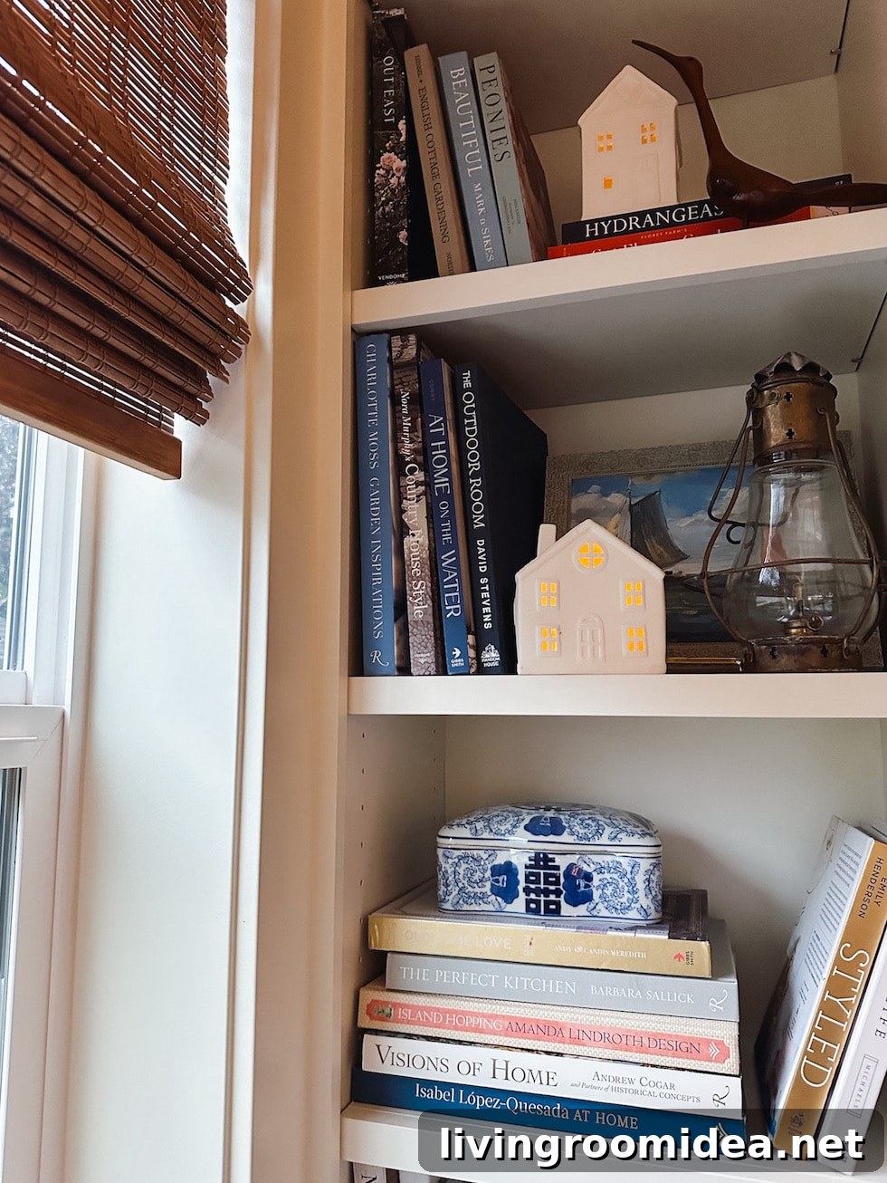 Built in bookcases around a window