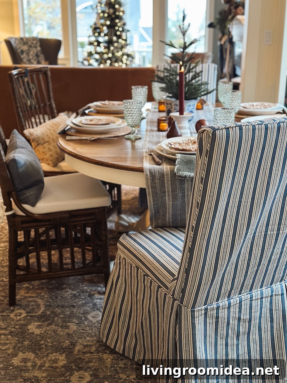 Striped dining chair slipcovers