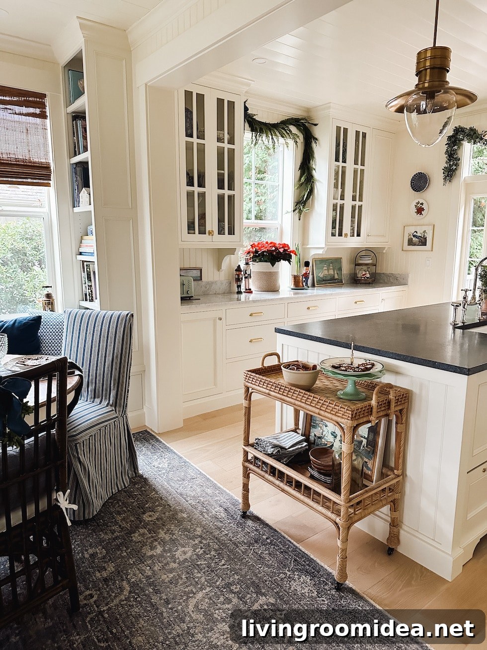 English-Inspired Cottage Kitchen: Our Christmas Decorating Story 3 English-inspired kitchen and dining nook in a coastal home