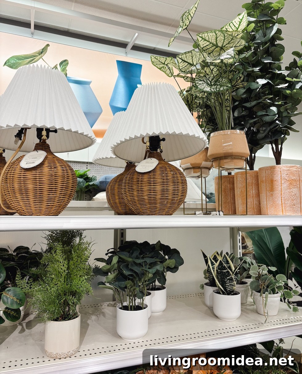 Target Home Decor Picks with Stylish Mood Boards for Every Room 2 Wicker Table Lamp with Pleated Shade