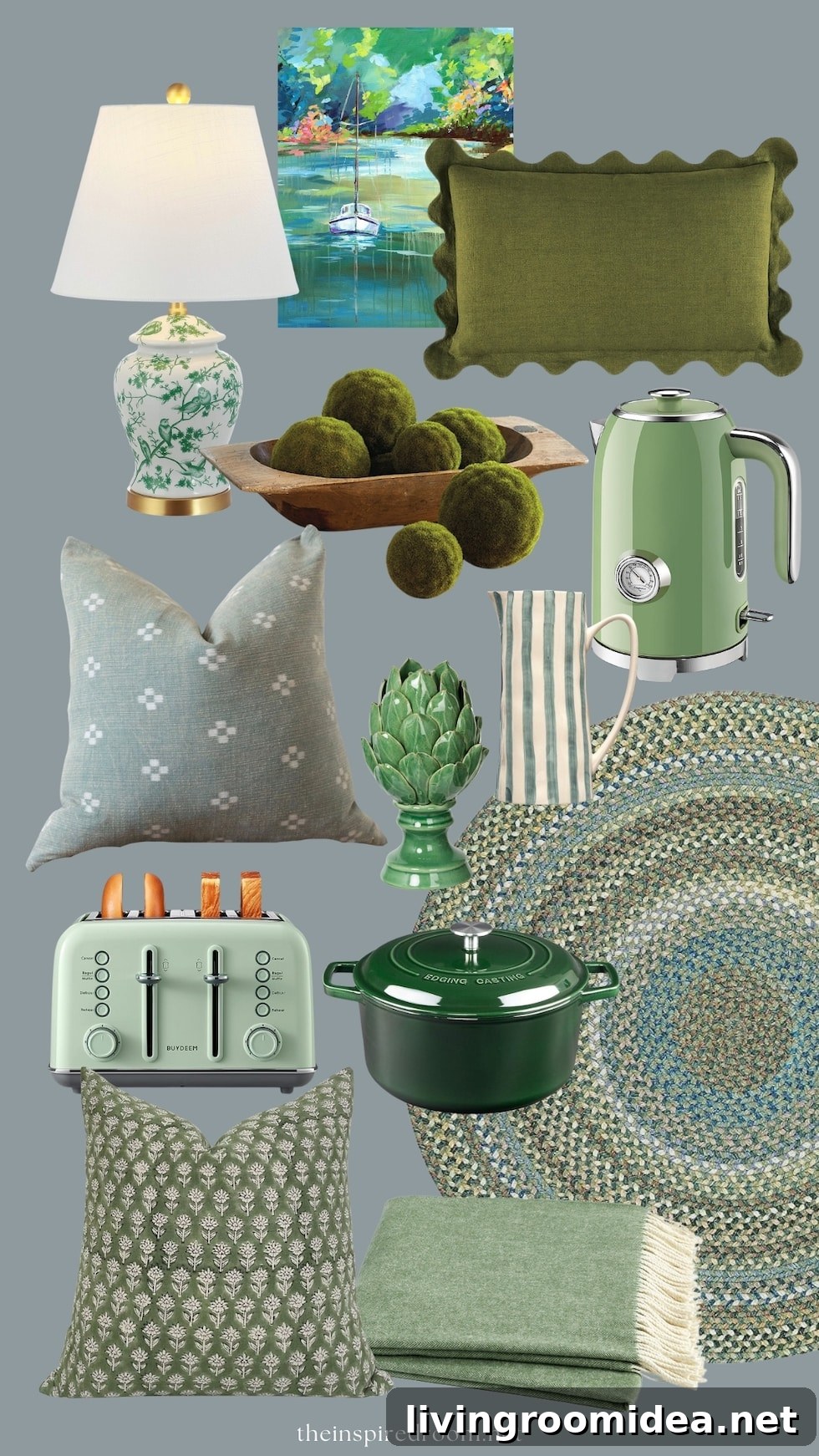Green kitchen and decor