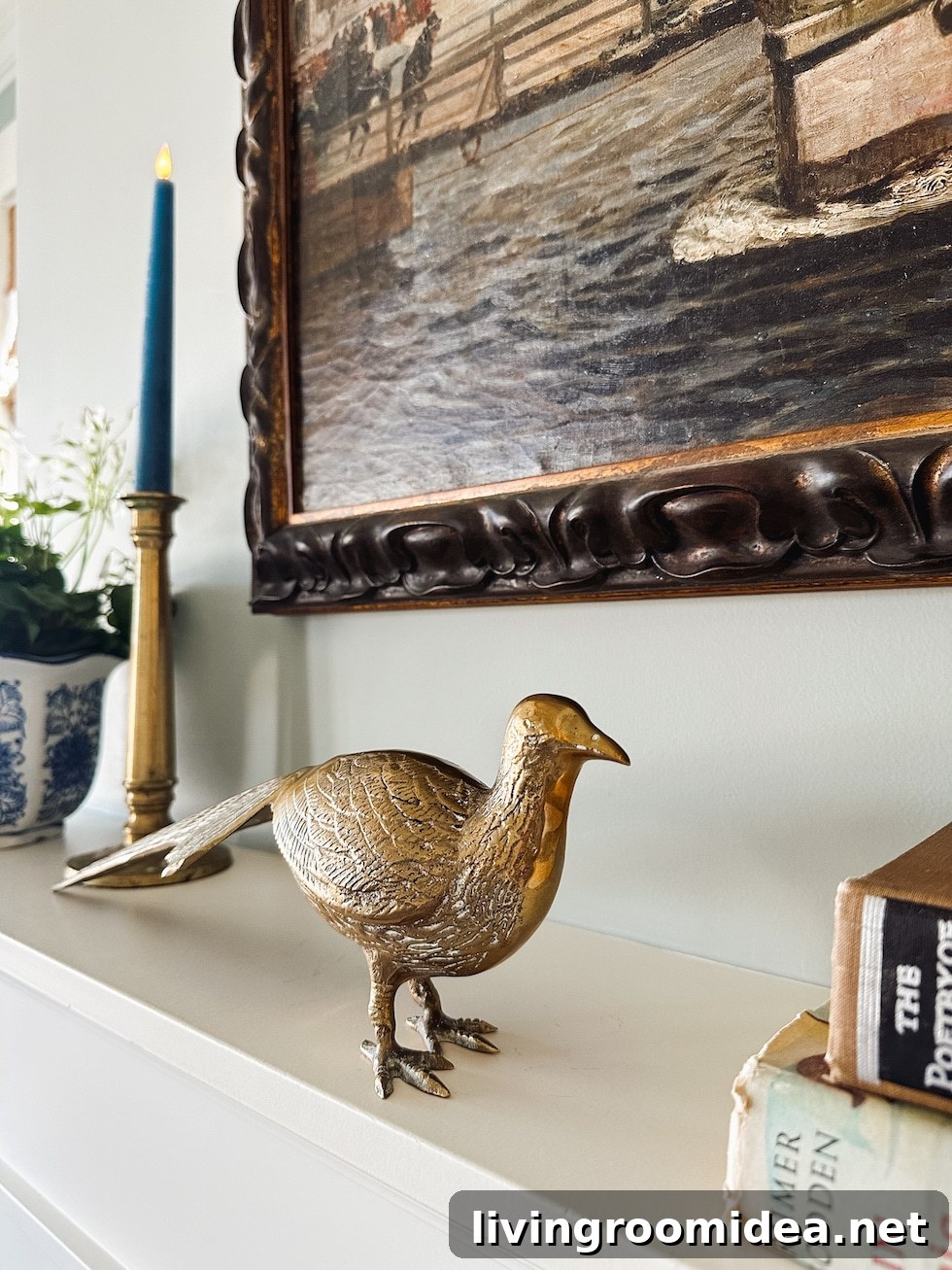 spring mantel with pheasant