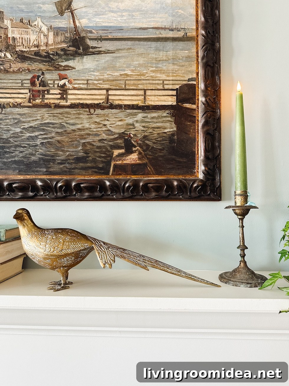 Spring Mantel Refresh with Stylish Secondhand Finds 4 pheasant for spring mantel second hand finds