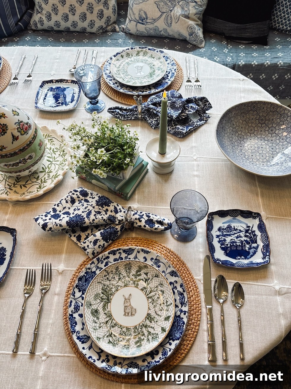 Blue, White & Green Easter Table Decor Ideas for Spring Celebration 11 easter table